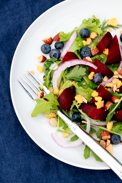 Roasted Beet, Blueberry & Aged Cheddar Salad