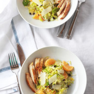 shaved brussels sprouts with clementines, currants and grilled chicken | perpetually chic