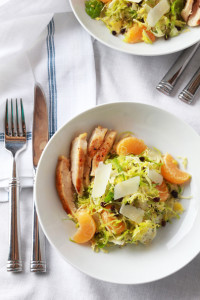 shaved brussels sprouts with clementines, currants and grilled chicken | perpetually chic
