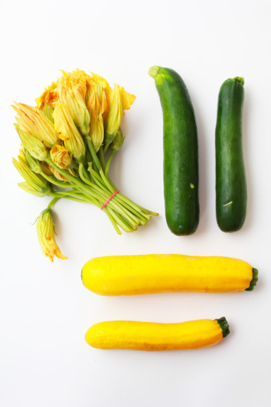 Summer Squash Noodles with Tomatoes, Zucchini Blossoms & Pine Nuts | Perpetually Chic