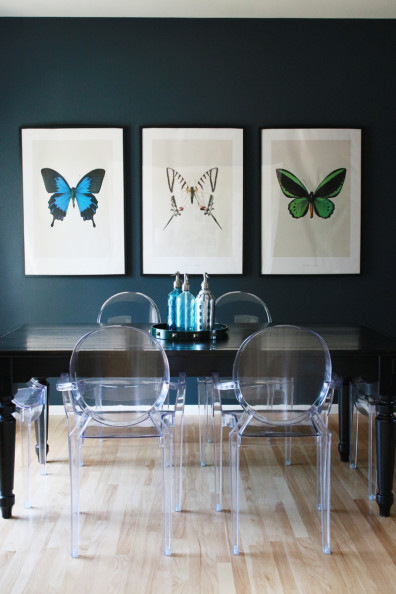 Navy Blue Dining Room Butterfly Prints | Perpetually Chic