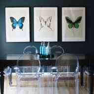 Navy Blue Dining Room Butterfly Prints | Perpetually Chic