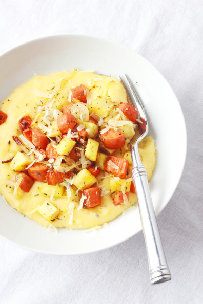 Creamy Polenta & Herbs de Provence Root Vegetables | Perpetually Chic